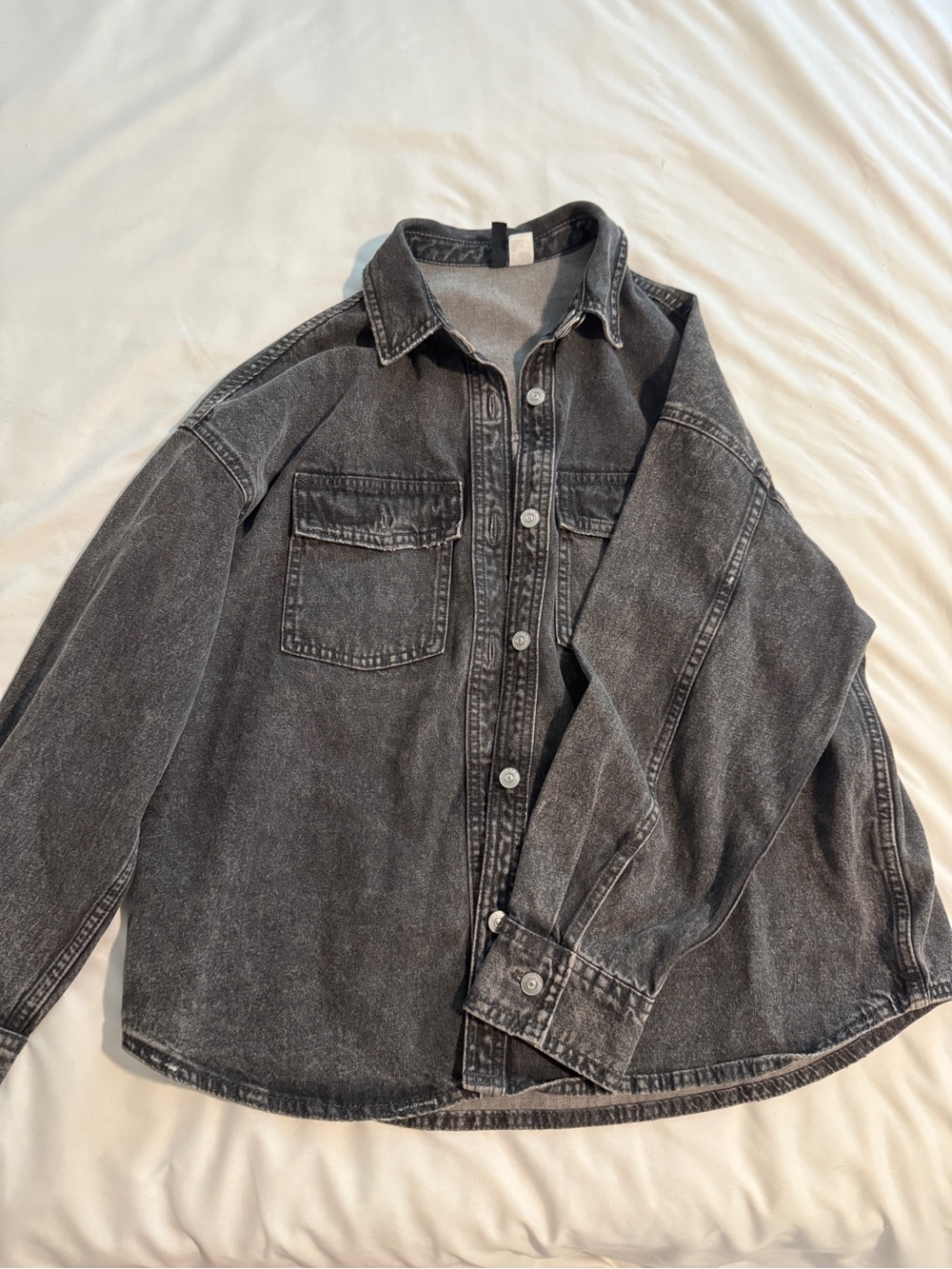 Oversized Black Denim Shacket - Size Small